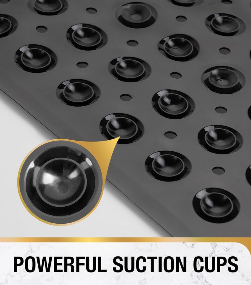 HITSLAM Shower Bathtub Mat Non Slip, 24"x 24" Bath Mat for Tub, Soft PVC Shower Mats for Inside Shower with Suction Cups and Center Drain Hole, Machine Washable Bathroom Floor Mat, Black - Image 3
